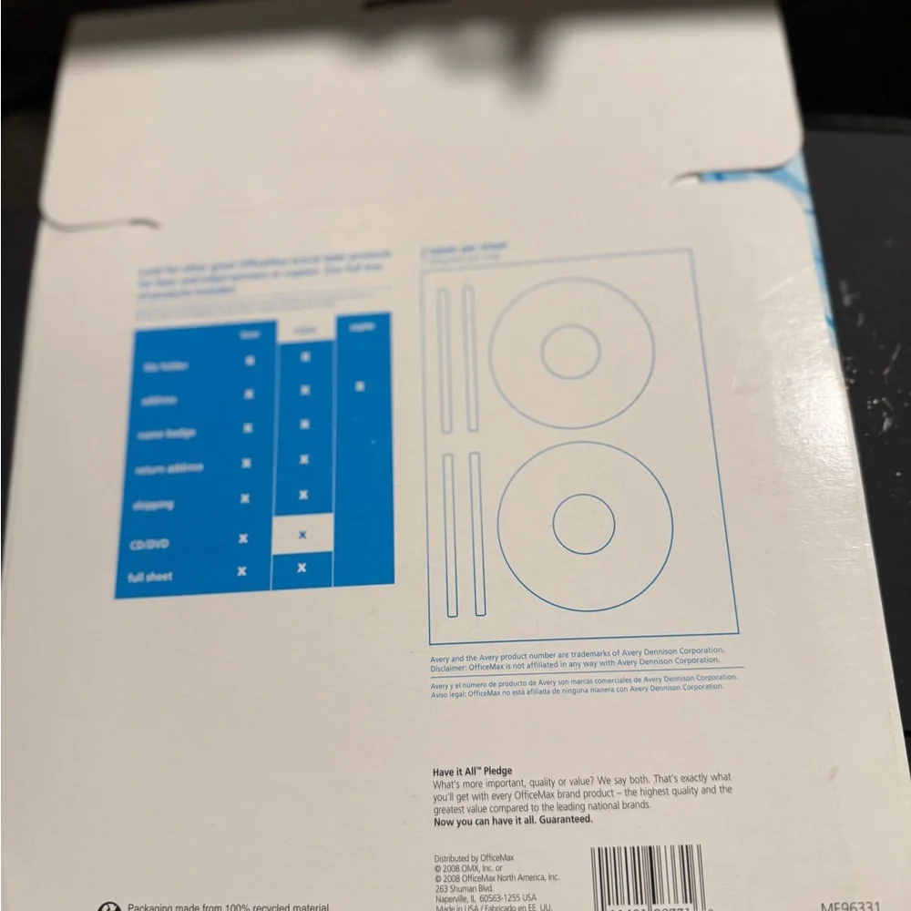OfficeMax Inkjet CD/DVD Labels
